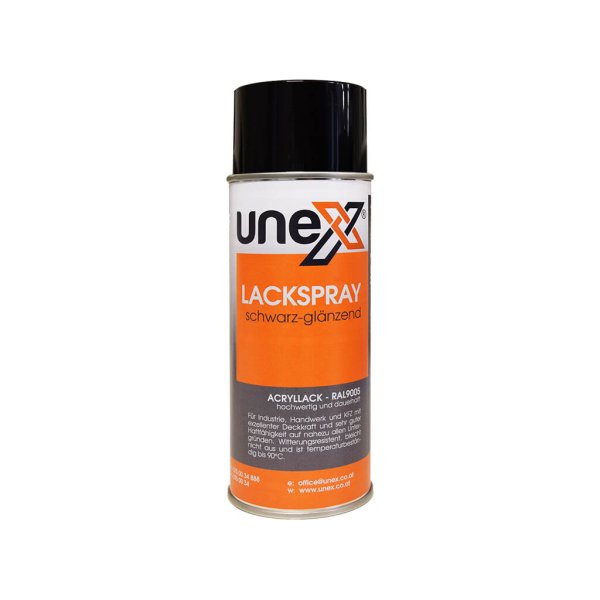 UNEX Lackspray Schwarz Glänzend 400ml – Profi Glanzlack für KFZ & Metall