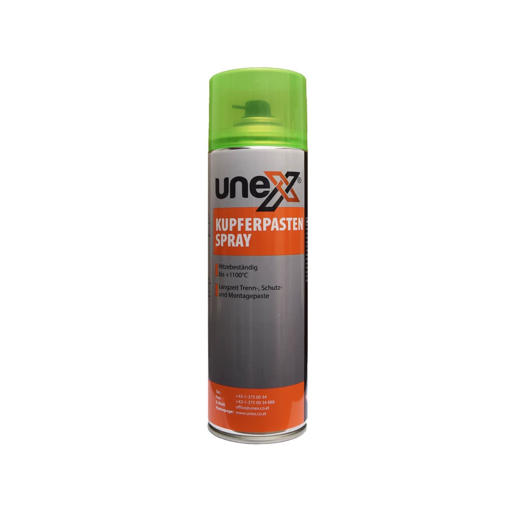 UNEX Kupferpasten Spray 500ml – Hochtemperatur Kupferspray für KFZ & Werkstatt