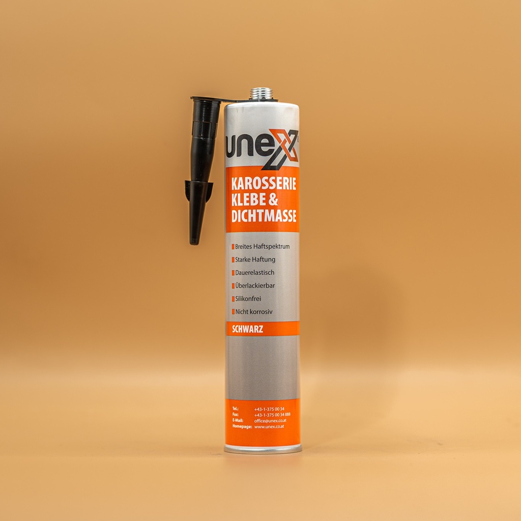 UNEX Karosserieklebe- & Dichtmasse Schwarz 310ml – PU Kleb- und Dichtstoff für KFZ, Metall & Industrie
