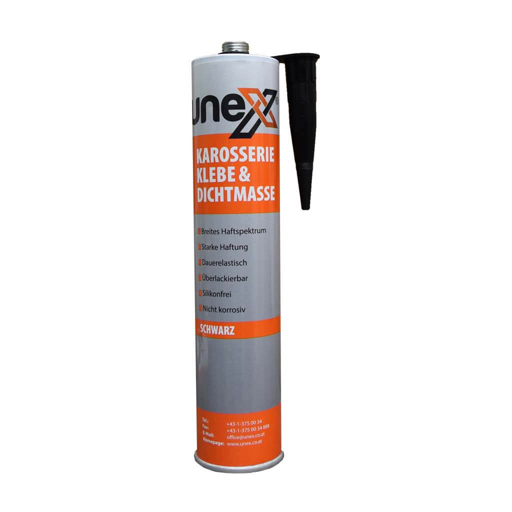 UNEX Karosserieklebe- & Dichtmasse Schwarz 310ml – PU Kleb- und Dichtstoff für KFZ, Metall & Industrie