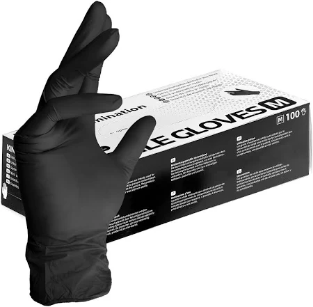 Nitril Handschuhe XL Schwarz Puderfrei 100 Stück Pkg