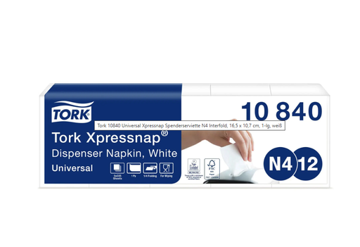 [UNEX11791] Spender Servietten Tork Interfold 21 6x33cm N4 1-lagig Weiß 9000 Stück/Karton
