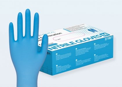 [UNEX11584] Nitril Handschuhe Blau Puderfrei L 100 Stück/Pack. 